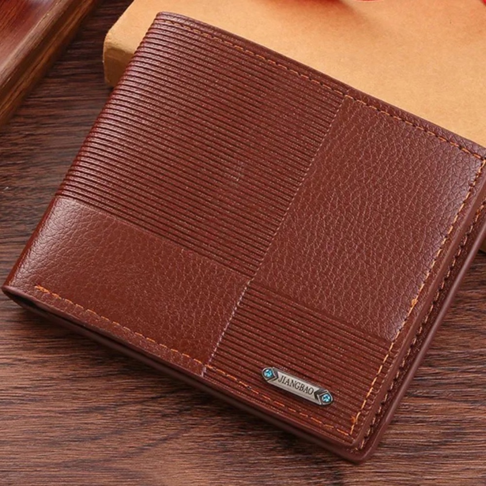 🩷. Brown Leather Bi-Fold Wallet for Men